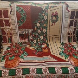 Festive Holiday Tapestry Blanket - Multicolor